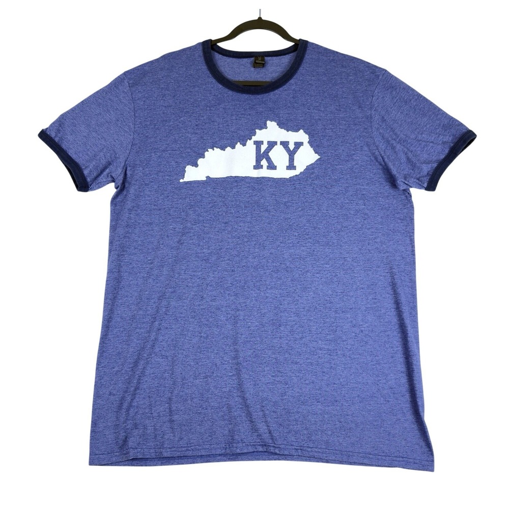 Kentucky‎ Graphic Print Anvil Tshirt Mens XL Blue Short Sleeve Cotton Poly Blend